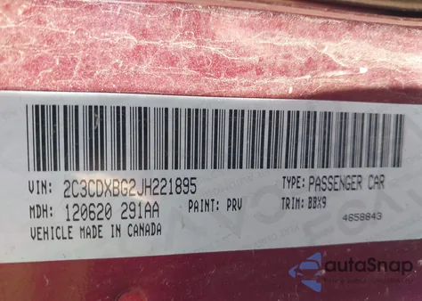 2018 Dodge Charger Sxt Rwd из США, поврежденный, VIN 2C3CDXBG2JH221895